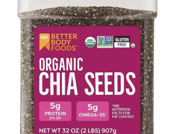 BetterBody Foods Organic Chia Seeds 2 lbs, 32 Oz, with Omega-3, Non-GMO, Gluten Free, Keto Diet Friendly, Vegan, Good Source of Fiber